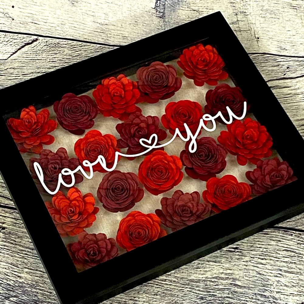 Shadow box with flowers